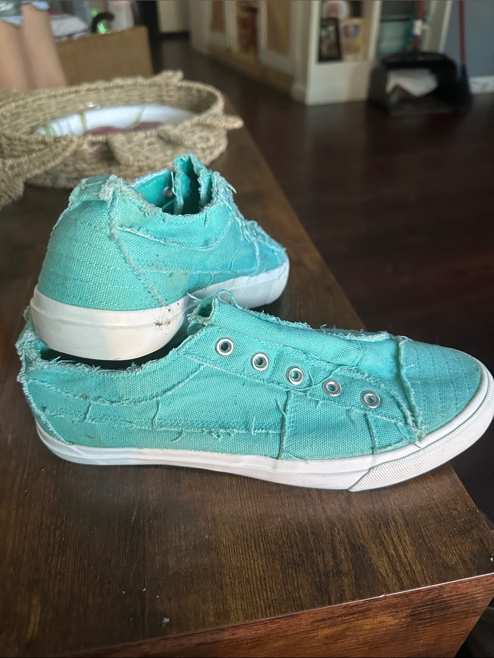 Corkys Teal Canvas Slip-On Sneakers